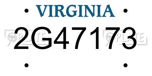 2G47173 Virginia License Plate