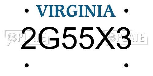 2G55X3 Virginia License Plate