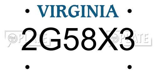 2G58X3 Virginia License Plate