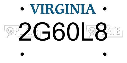 2G60L8 Virginia License Plate
