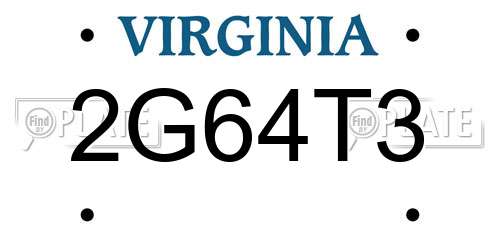 2G64T3 Virginia License Plate