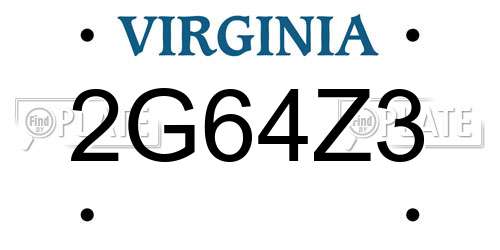 2G64Z3 Virginia License Plate