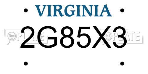 2G85X3 Virginia License Plate