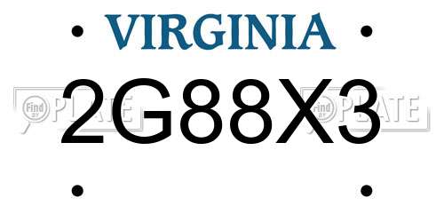 2G88X3 Virginia License Plate
