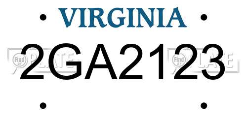 2GA2123 Virginia License Plate