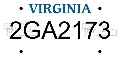 2GA2173 Virginia License Plate