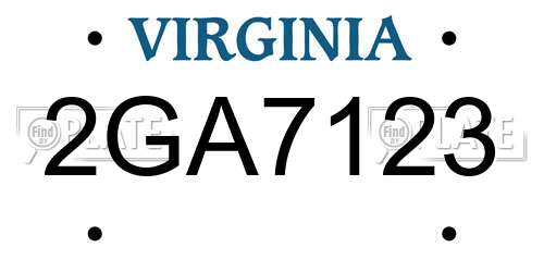 2GA7123 Virginia License Plate