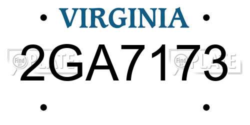 2GA7173 Virginia License Plate