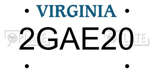 2GAE20 Virginia License Plate