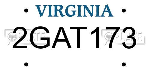 2GAT173 Virginia License Plate