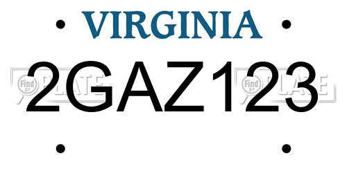 2GAZ123 Virginia License Plate