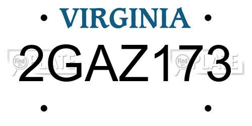 2GAZ173 Virginia License Plate