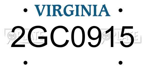 2GC0915 Virginia License Plate
