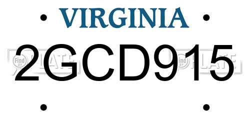 2GCD915 Virginia License Plate