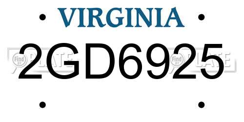 2GD6925 Virginia License Plate