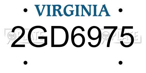 2GD6975 Virginia License Plate