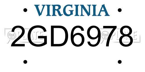 2GD6978 Virginia License Plate