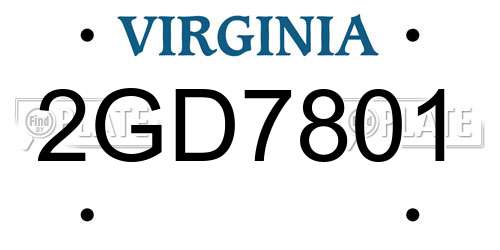 2GD7801 Virginia License Plate