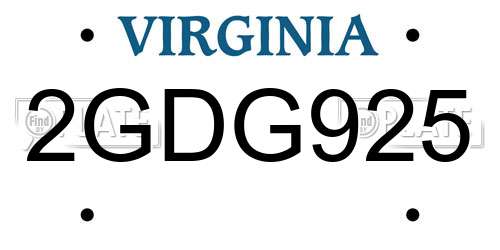 2GDG925 Virginia License Plate