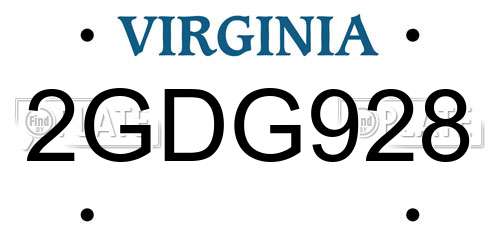 2GDG928 Virginia License Plate