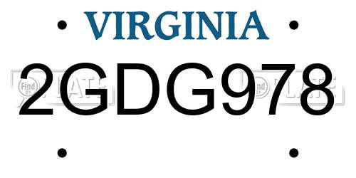 2GDG978 Virginia License Plate