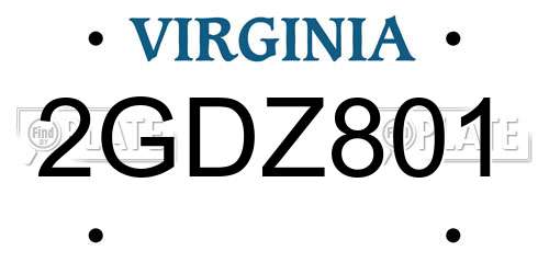 2GDZ801 Virginia License Plate