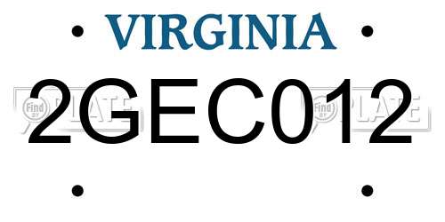 2GEC012 Virginia License Plate