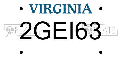 2GEI63 Virginia License Plate