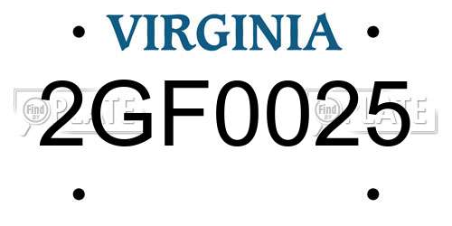 2GF0025 Virginia License Plate