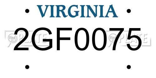 2GF0075 Virginia License Plate