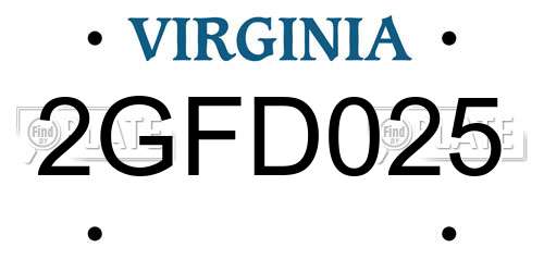 2GFD025 Virginia License Plate
