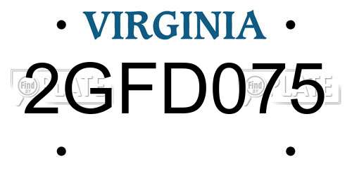 2GFD075 Virginia License Plate
