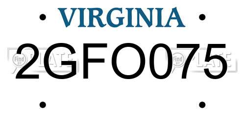 2GFO075 Virginia License Plate