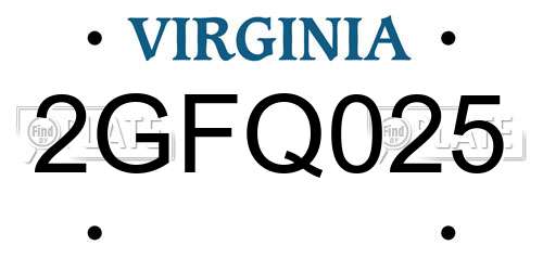 2GFQ025 Virginia License Plate