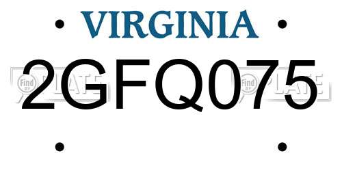 2GFQ075 Virginia License Plate