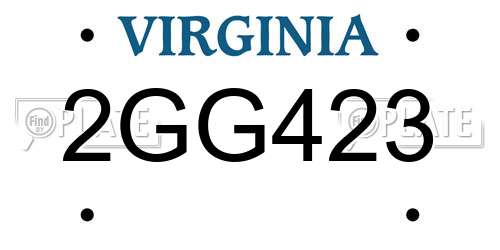 2GG423 Virginia License Plate