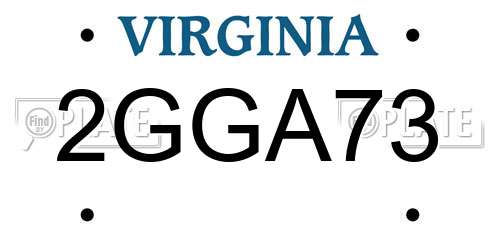 2GGA73 Virginia License Plate