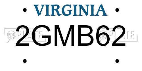 2GMB62 Virginia License Plate