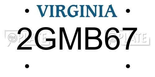 2GMB67 Virginia License Plate