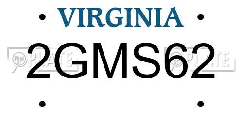 2GMS62 Virginia License Plate