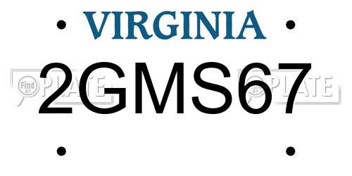 2GMS67 Virginia License Plate