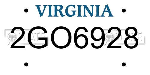 2GO6928 Virginia License Plate