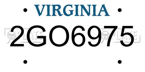 2GO6975 Virginia License Plate