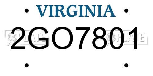2GO7801 Virginia License Plate
