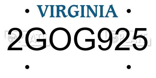 2GOG925 Virginia License Plate