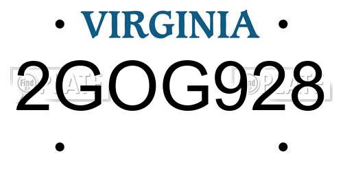 2GOG928 Virginia License Plate