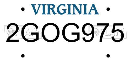 2GOG975 Virginia License Plate