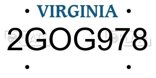 2GOG978 Virginia License Plate