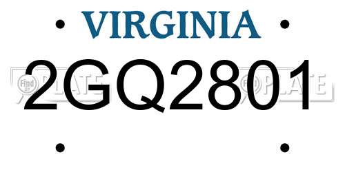 2GQ2801 Virginia License Plate
