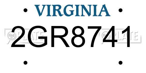 2GR8741 Virginia License Plate